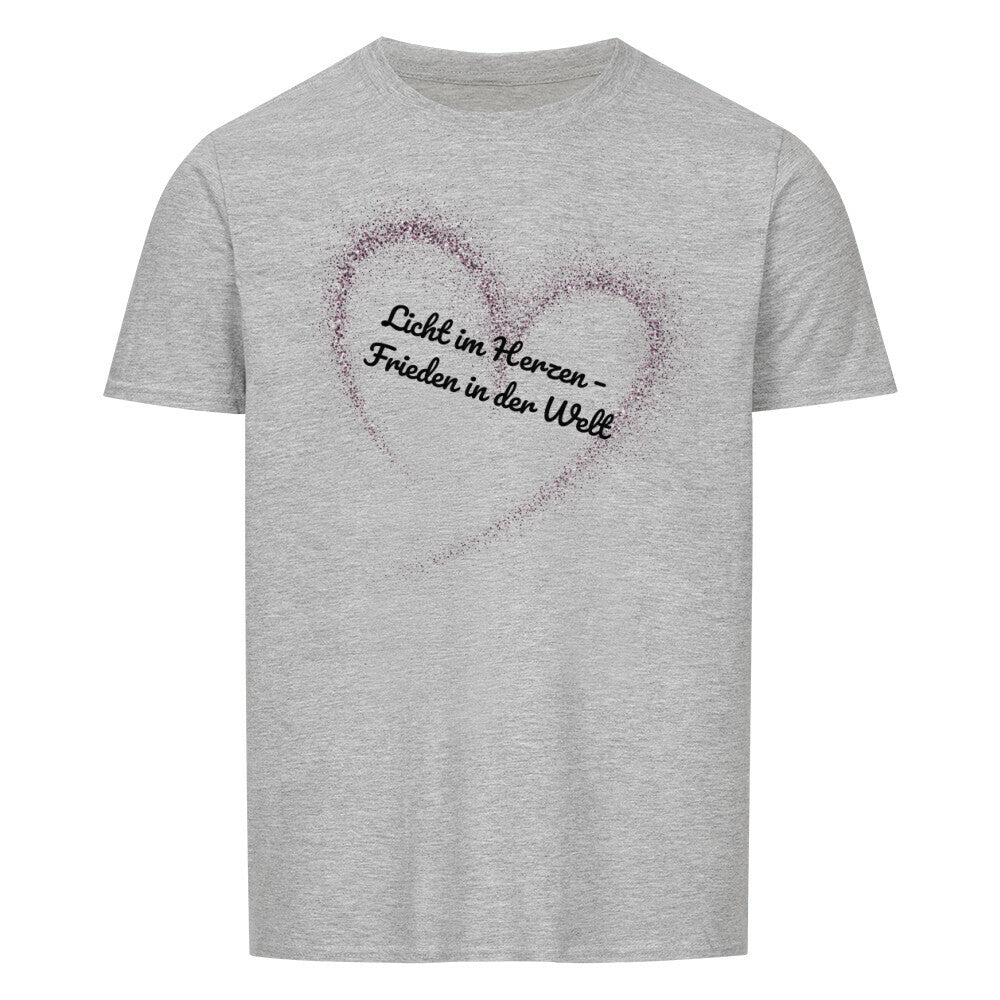 Licht im Herzen, Frieden in der Welt, Friedensshirt, spirituelles T-Shirt, Sabine Frieden Kollektion, positives Statement Shirt, Geschenk für Friedensfreunde, liebevolle Botschaft Shirt, Yoga Shirt, Achtsamkeit, color: sport grey