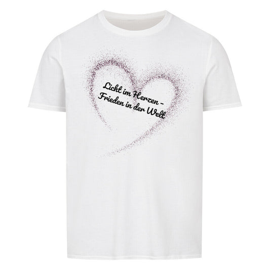 Licht im Herzen, Frieden in der Welt, Friedensshirt, spirituelles T-Shirt, Sabine Frieden Kollektion, positives Statement Shirt, Geschenk für Friedensfreunde, liebevolle Botschaft Shirt, Yoga Shirt, Achtsamkeit, color: weiß